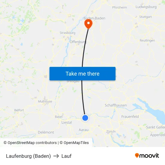 Laufenburg (Baden) to Lauf map