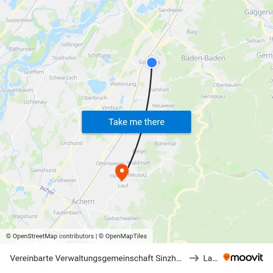 Vereinbarte Verwaltungsgemeinschaft Sinzheim to Lauf map