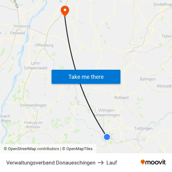 Verwaltungsverband Donaueschingen to Lauf map