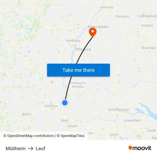 Müllheim to Lauf map