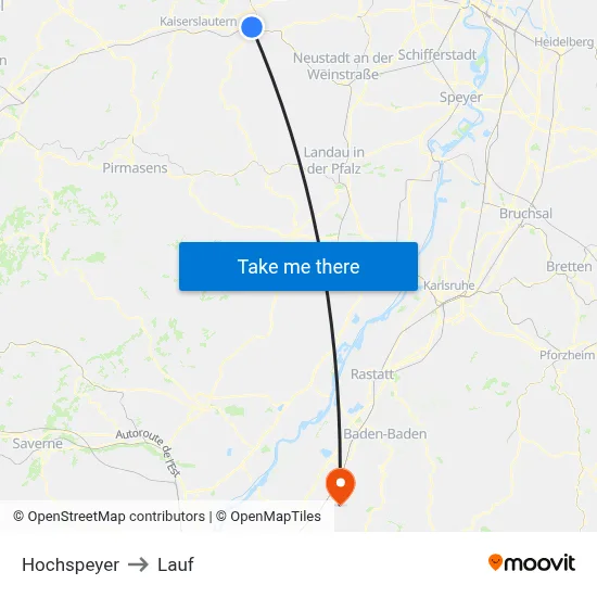 Hochspeyer to Lauf map