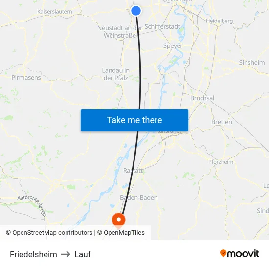 Friedelsheim to Lauf map