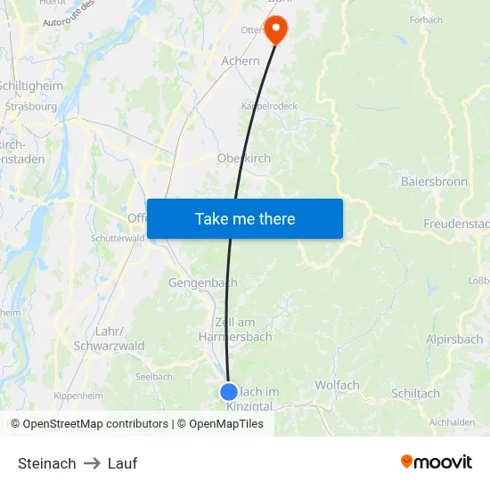 Steinach to Lauf map