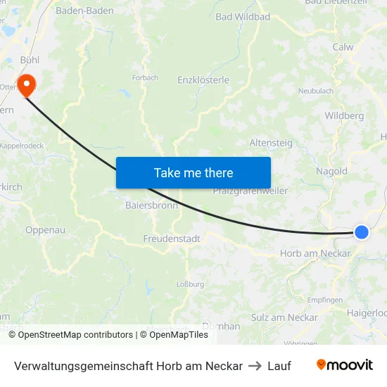 Verwaltungsgemeinschaft Horb am Neckar to Lauf map