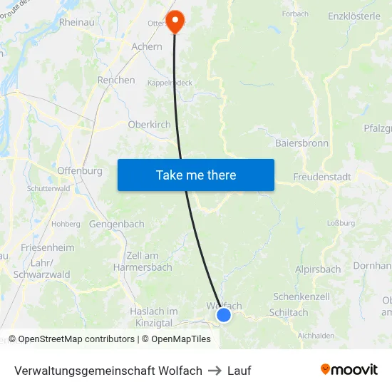 Verwaltungsgemeinschaft Wolfach to Lauf map