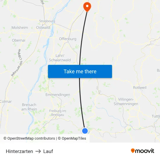 Hinterzarten to Lauf map
