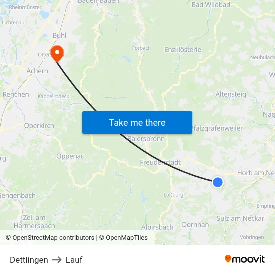 Dettlingen to Lauf map