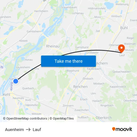 Auenheim to Lauf map