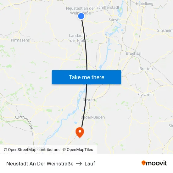 Neustadt An Der Weinstraße to Lauf map