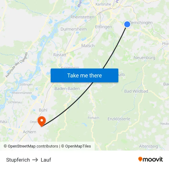 Stupferich to Lauf map