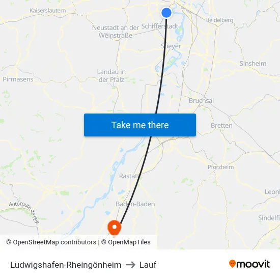 Ludwigshafen-Rheingönheim to Lauf map