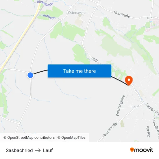 Sasbachried to Lauf map