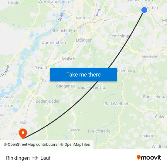 Rinklingen to Lauf map