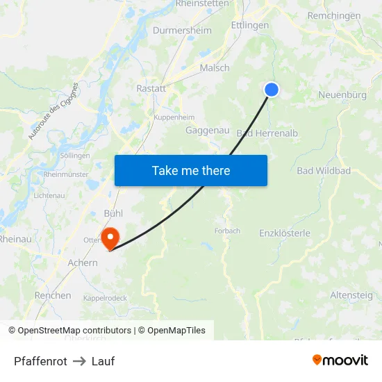 Pfaffenrot to Lauf map