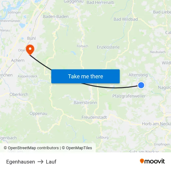 Egenhausen to Lauf map