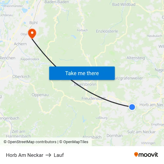 Horb Am Neckar to Lauf map
