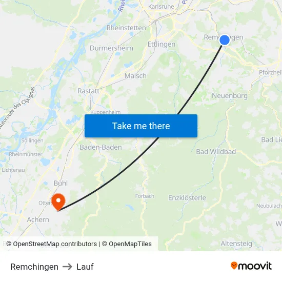 Remchingen to Lauf map