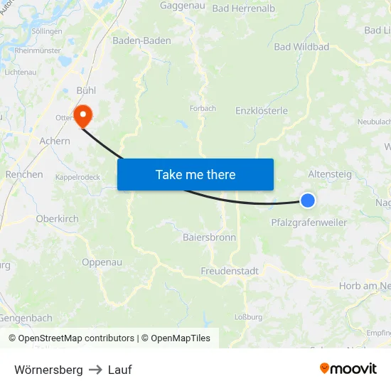 Wörnersberg to Lauf map