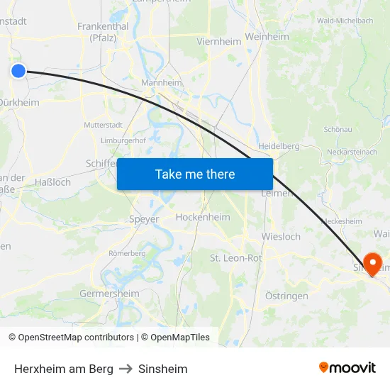 Herxheim am Berg to Sinsheim map