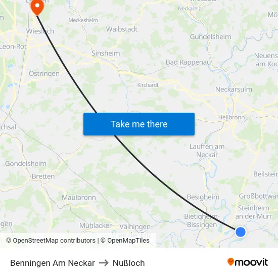 Benningen Am Neckar to Nußloch map