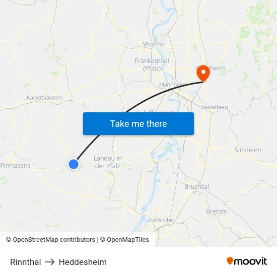 Rinnthal to Heddesheim map