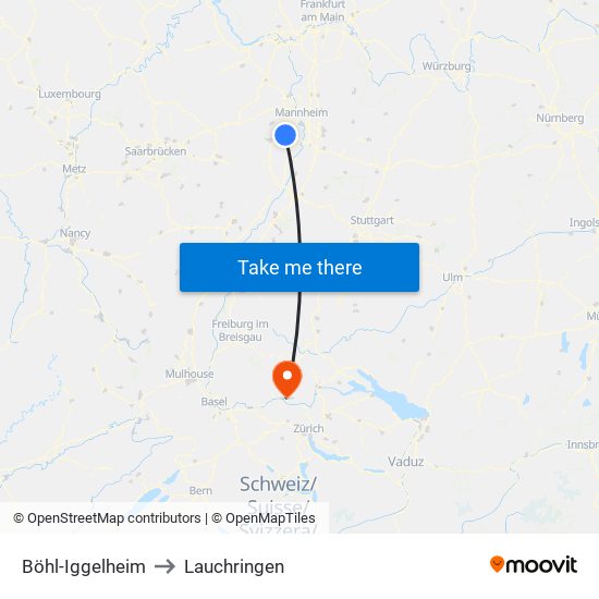 Böhl-Iggelheim to Lauchringen map