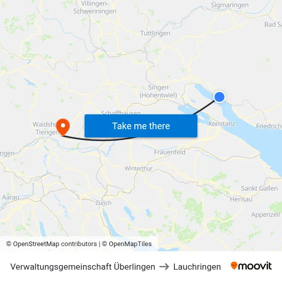 Verwaltungsgemeinschaft Überlingen to Lauchringen map