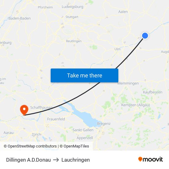 Dillingen A.D.Donau to Lauchringen map