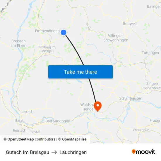 Gutach Im Breisgau to Lauchringen map