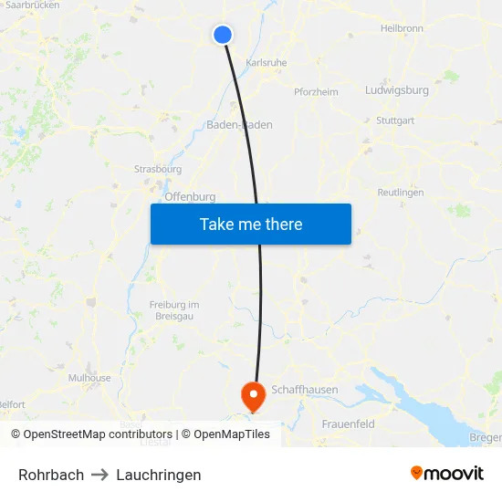 Rohrbach to Lauchringen map