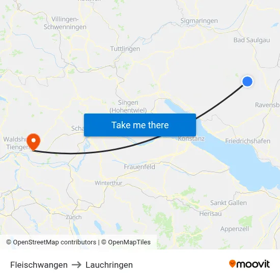 Fleischwangen to Lauchringen map