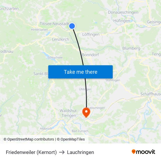 Friedenweiler (Kernort) to Lauchringen map