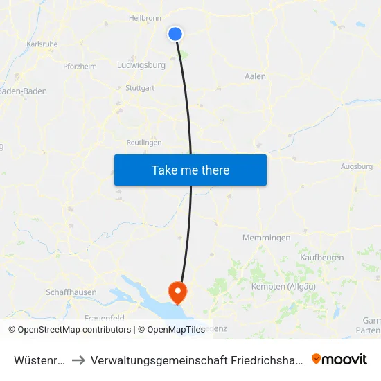 Wüstenrot to Verwaltungsgemeinschaft Friedrichshafen map