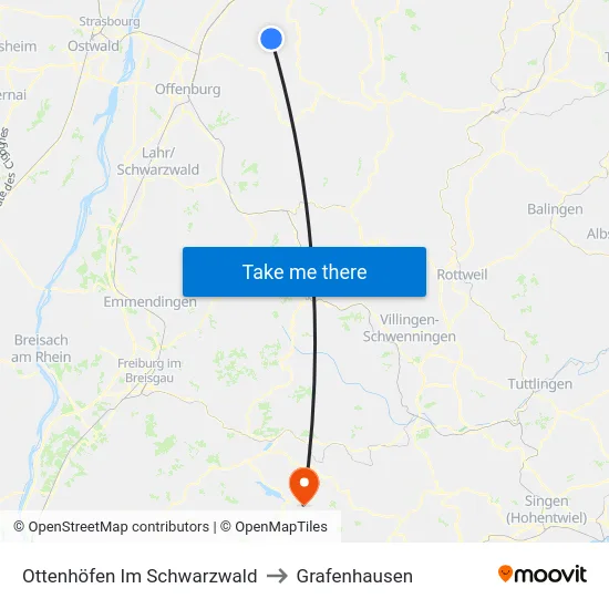 Ottenhöfen Im Schwarzwald to Grafenhausen map
