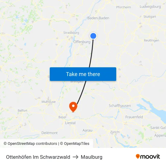 Ottenhöfen Im Schwarzwald to Maulburg map