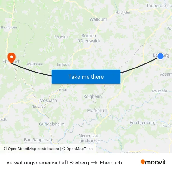 Verwaltungsgemeinschaft Boxberg to Eberbach map