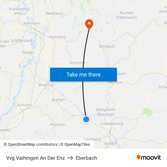 Vvg Vaihingen An Der Enz to Eberbach map