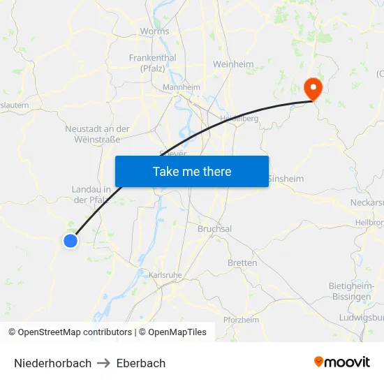 Niederhorbach to Eberbach map