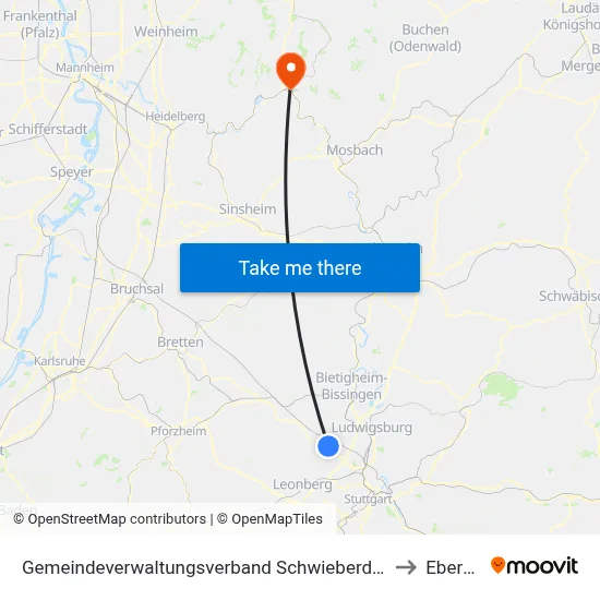 Gemeindeverwaltungsverband Schwieberdingen-Hemmingen to Eberbach map