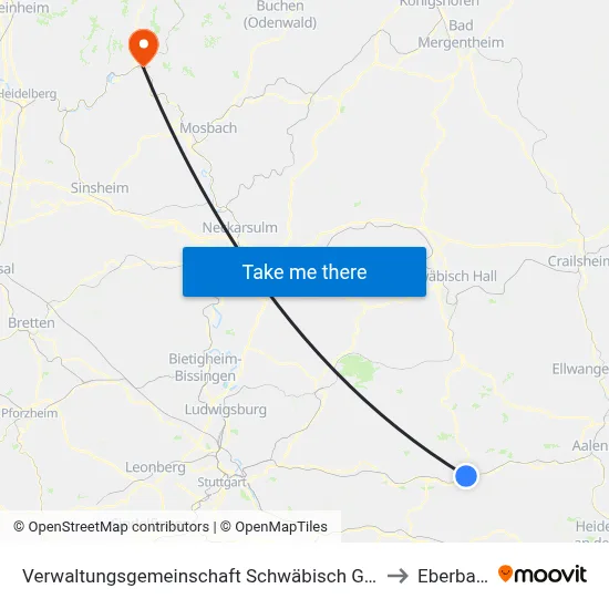 Verwaltungsgemeinschaft Schwäbisch Gmünd to Eberbach map