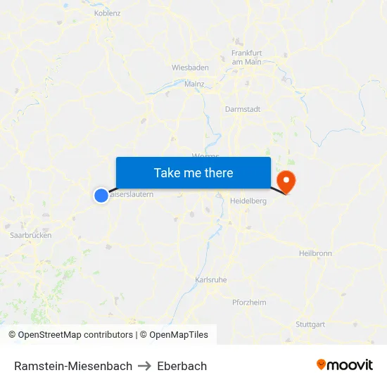 Ramstein-Miesenbach to Eberbach map