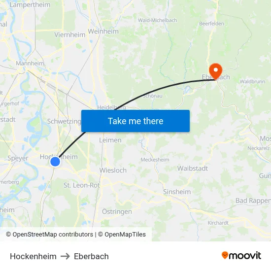 Hockenheim to Eberbach map