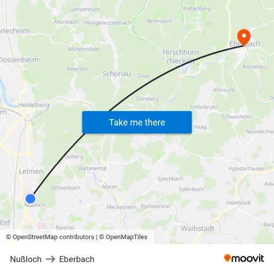 Nußloch to Eberbach map