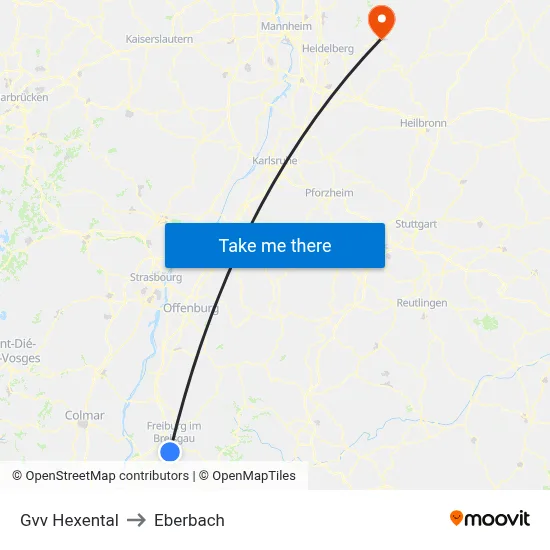 Gvv Hexental to Eberbach map