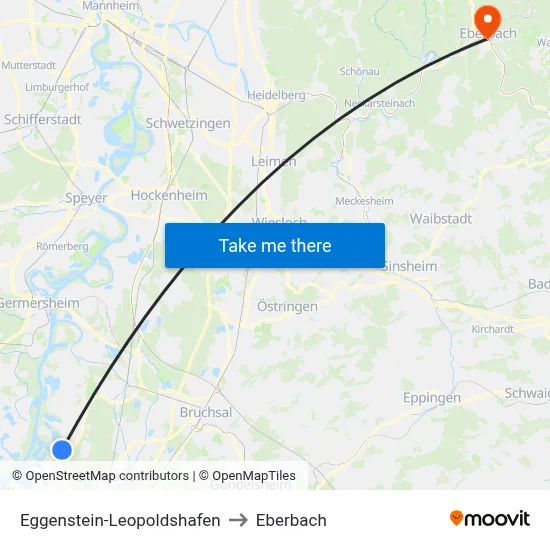 Eggenstein-Leopoldshafen to Eberbach map