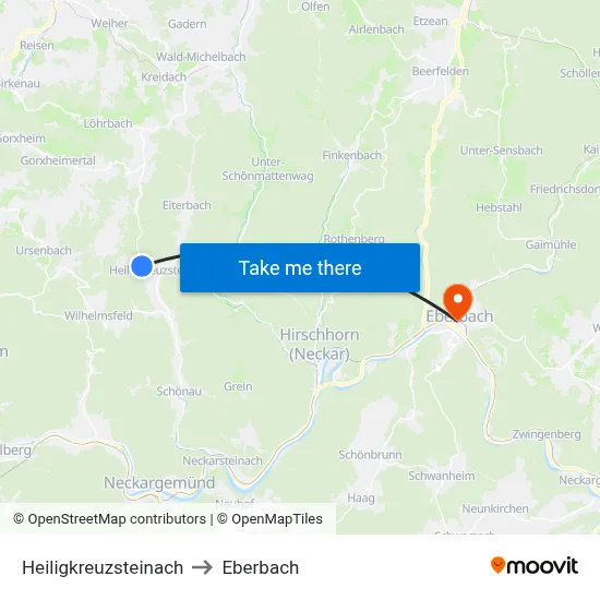 Heiligkreuzsteinach to Eberbach map