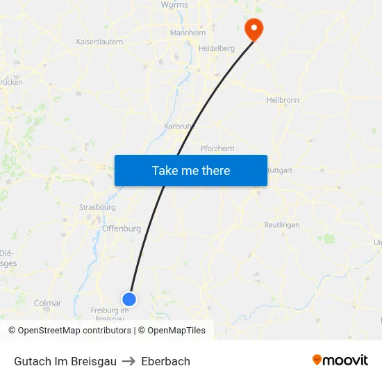 Gutach Im Breisgau to Eberbach map
