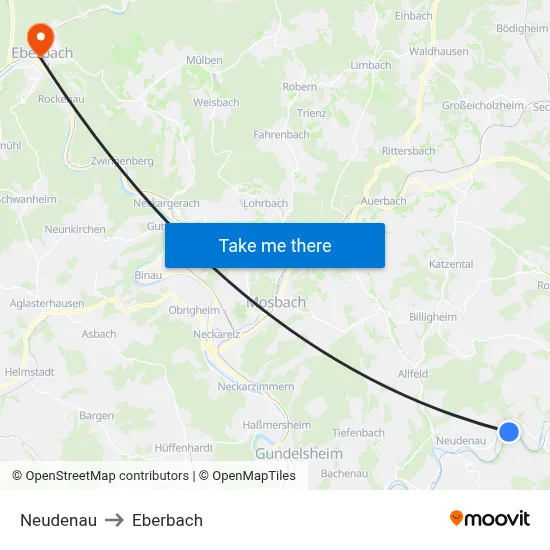 Neudenau to Eberbach map