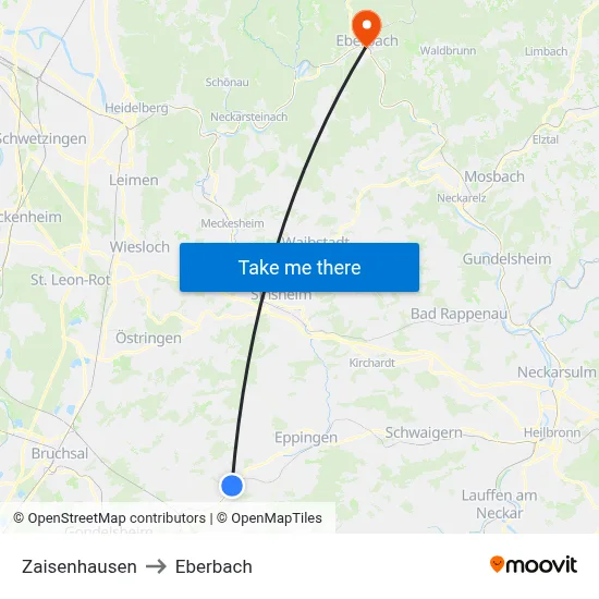 Zaisenhausen to Eberbach map