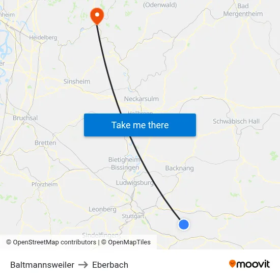 Baltmannsweiler to Eberbach map